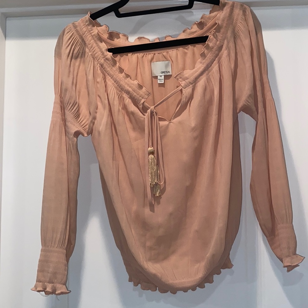 Greylin Peach Long Sleeve Blouse